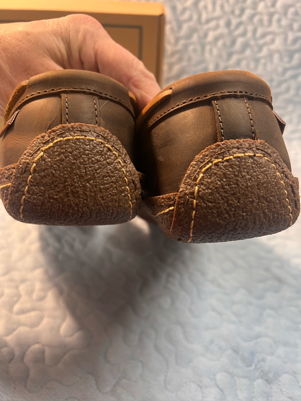 L.L. Bean Brown Leather Moccasin Loafers with Tan Laces - Picture 12 of 16